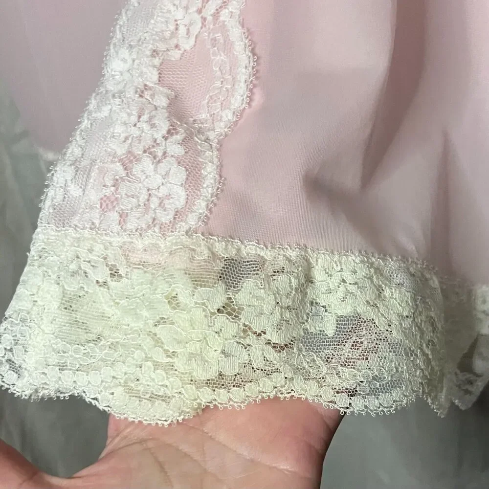 Olga Vintage 60s Pink & White 100% Nylon Slim Panti-Slip Tap Pants Bloomers Sz S - Picture 9 of 11